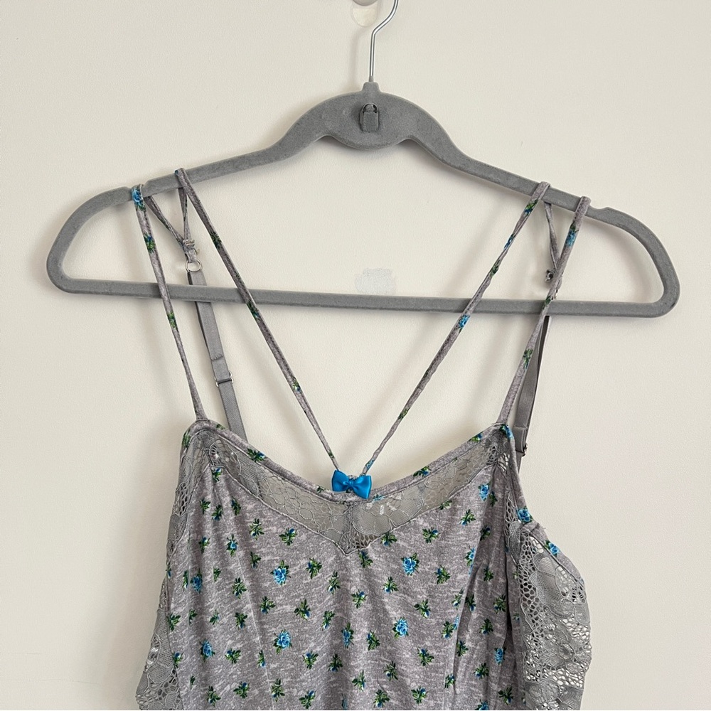 Betsey Johnson Y2K Women’s Babydoll Chemise Lingerie Dress Floral Gray Size M - Picture 2 of 11